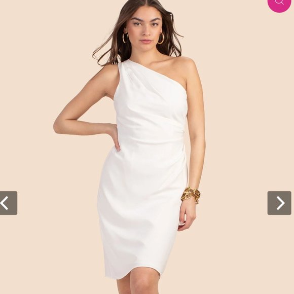 Trina Turk Dresses & Skirts - Trina Turk White Drape One Shouldered Poem Dress
